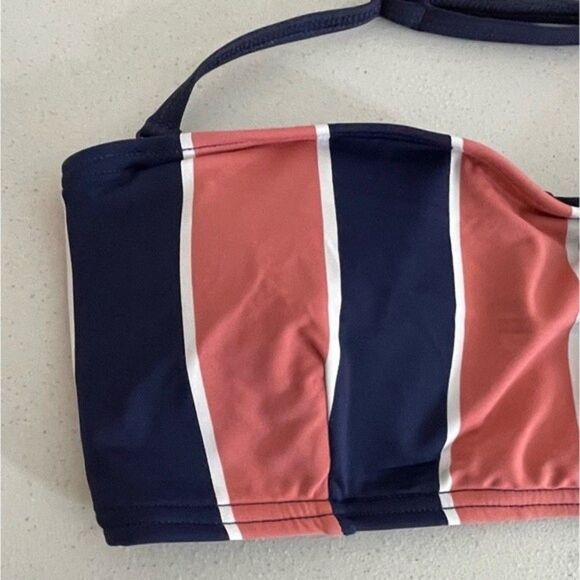 Mei L’ange Women's Micah Striped Blue Pink Bandeau Bikini Top Size Small New - Picture 4 of 12